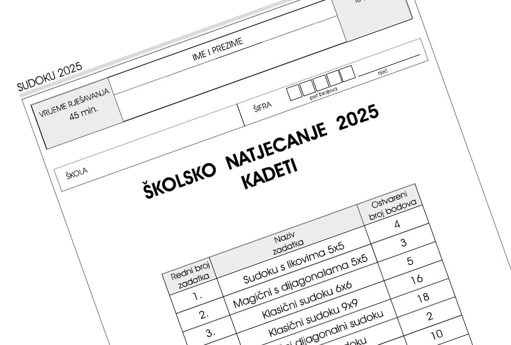 Održano školsko natjecanje u rješavanju sudoku zadataka